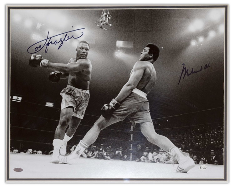 Muhammad Ali & Joe Frazier Signed 20'' x 16'' Photo From the Fight of the Century -- With Steiner Certification